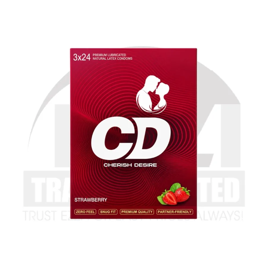Cherish Desire Strawberry Condoms - 3 Pack
