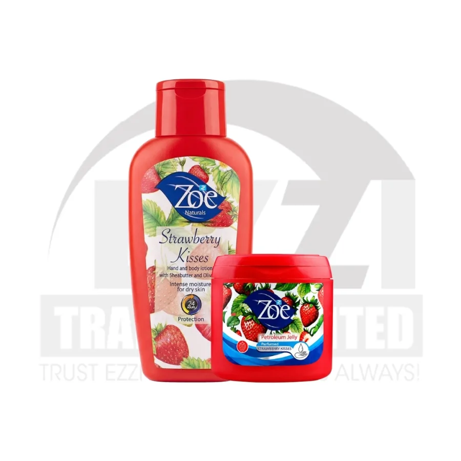 Zoe Strawberry Kiss Body Lotion (600ml) +  Free Petroleum Jelly (100g)
