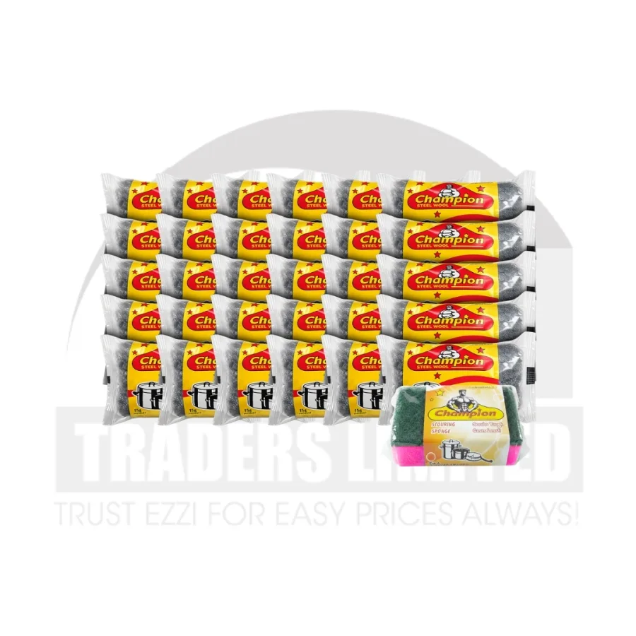 Champion Steelwool (15g) + 1 Pc Free Scouring Sponge
